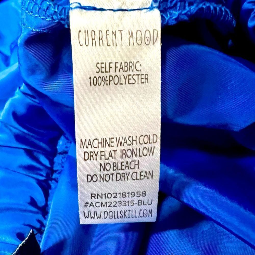 NWOT Current Mood x Dolls Kill electric blue rave pants sz XS lightweight - Picture 10 of 14